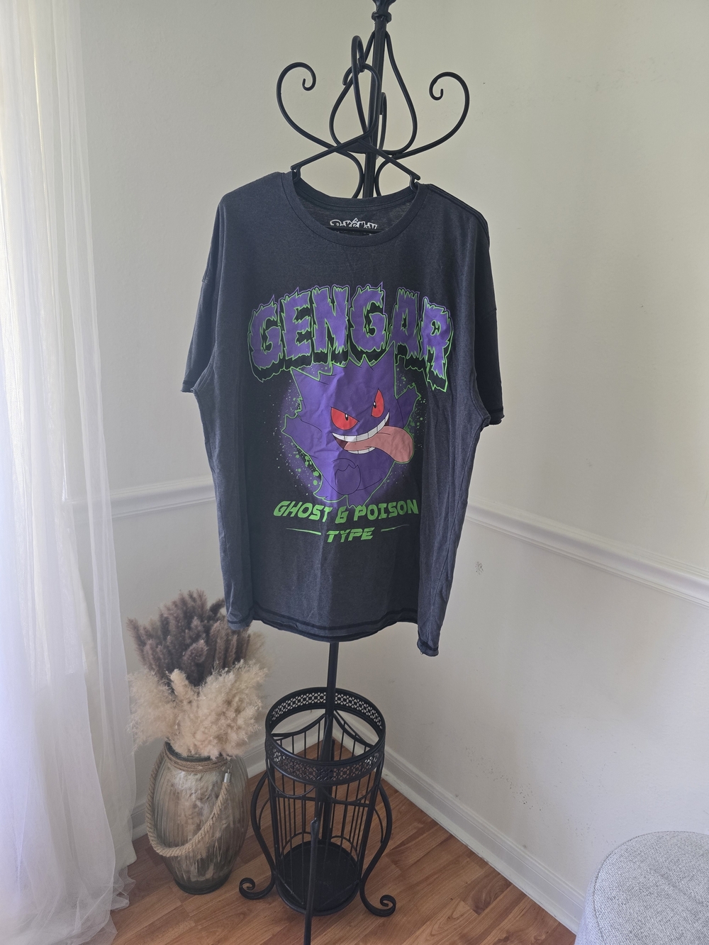 Pokemon Black Gengar Graphic Tee with Purple & Neon Green Art